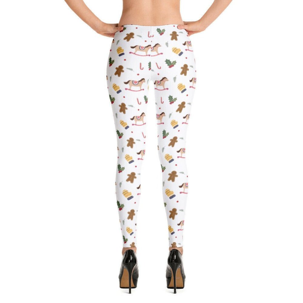 White Christmas Holly Horse Leggings